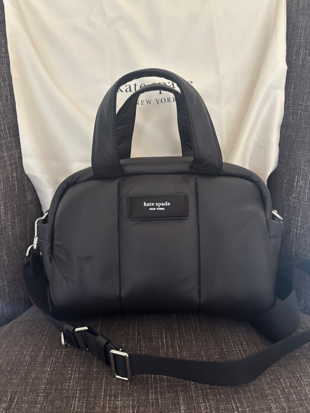 Kate Spade New York Black Lightweight Puffy Satchel Bag Like New